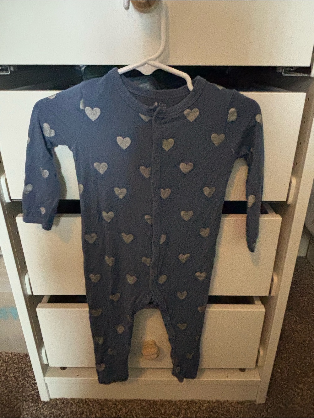 Kyte baby  Heart-Print One-Piece Pajamas in Slate Blue